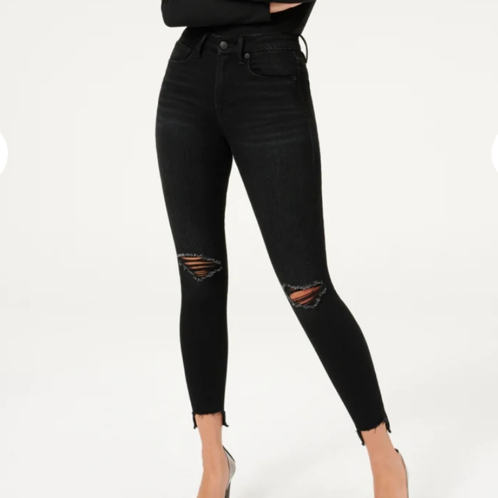 GOOD AMERICAN Black Distressed Good Legs Jeans sz 12 / 31